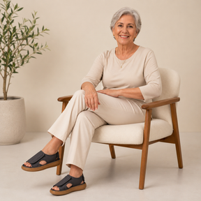 Sandália Anatômica Feminina Confortável para Pés Largos – Palmilha Macia Antiderrapante