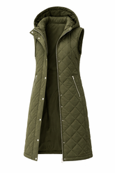 Colete Feminino Longo Puffer com Capuz