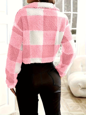 Jaqueta Feminina Teddy Xadrez Sherpa