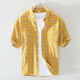 Camisa Masculina Xadrez em Linho