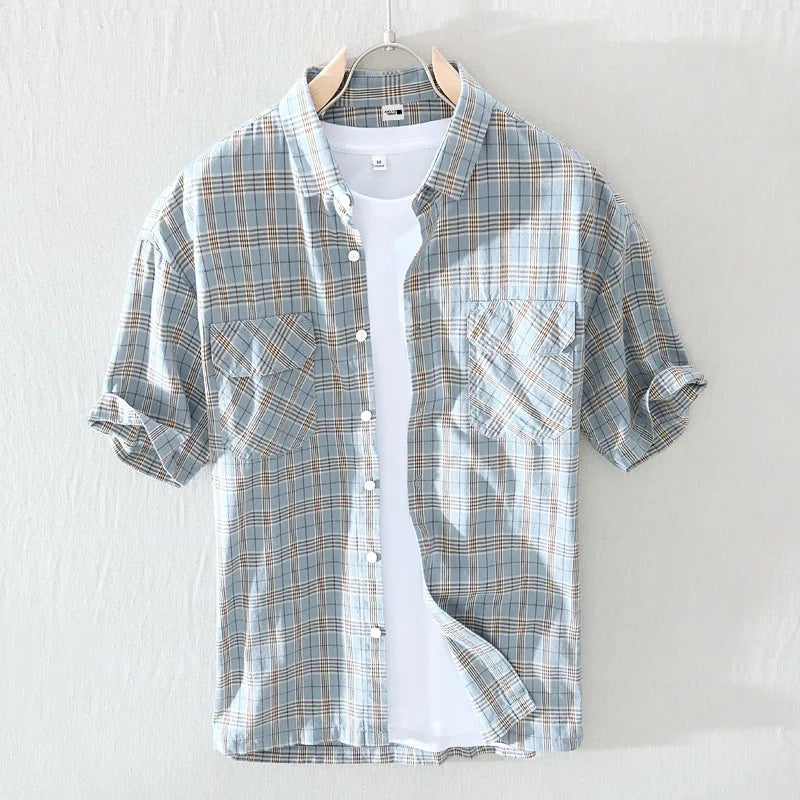 Camisa Masculina Xadrez em Linho