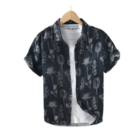 Camisa Masculina Linho Floral