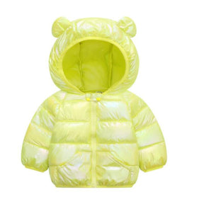 Jaqueta Infantil Puffer Holográfica com Capuz