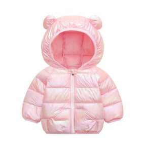 Jaqueta Infantil Puffer Holográfica com Capuz