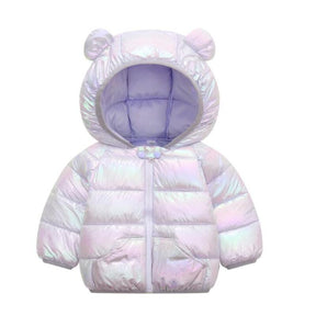 Jaqueta Infantil Puffer Holográfica com Capuz