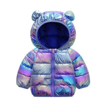 Jaqueta Infantil Puffer Holográfica com Capuz