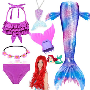 Fantasia Ariel com  Nadadeira e Cabelo - A pequena Sereia