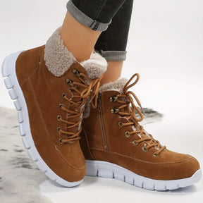 Bota Feminina Monocromática Inverno com Zíper Lateral