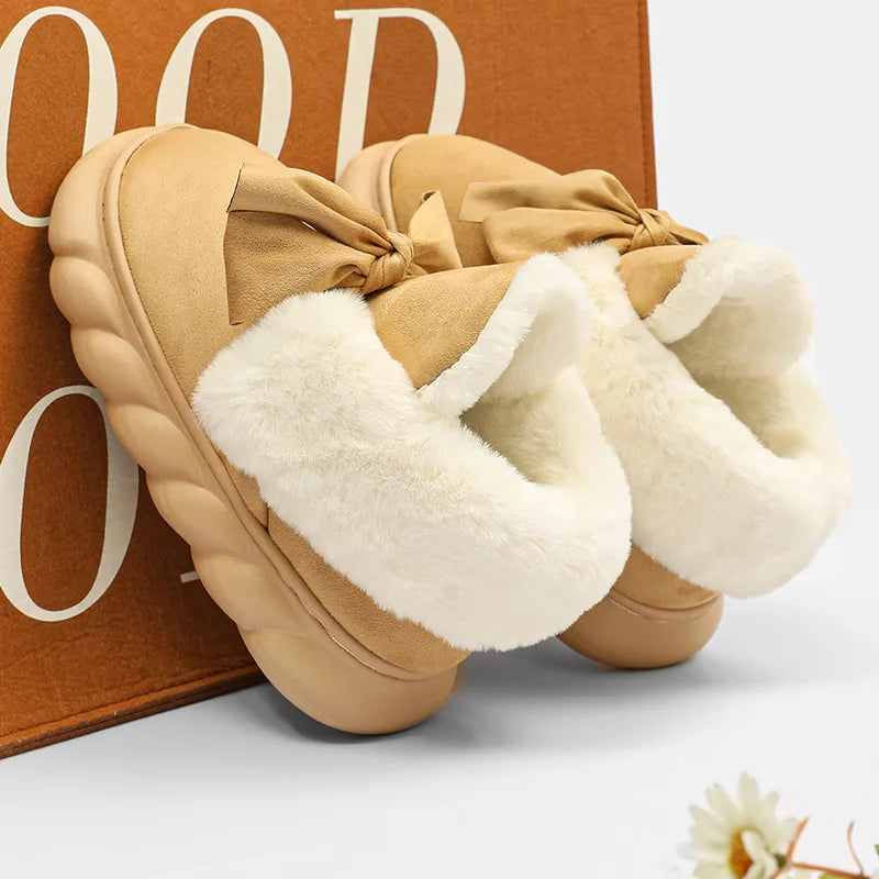 Pantufa Feminina Macia com Laço Para Inverno