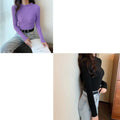 KIT 2 Blusas Canelada Gola Alta SUETER Espaço Shop Roxa/Preta G 