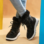 Bota Feminina Impermeável de Cadarço com Plataforma Para Inverno