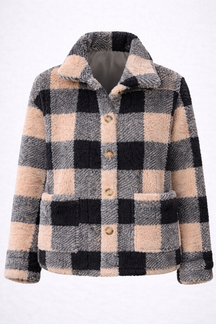 Jaqueta Sherpa Xadrez Feminina