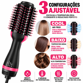 Escova Secadora Modeladora 3 em 1 Seca Fácil