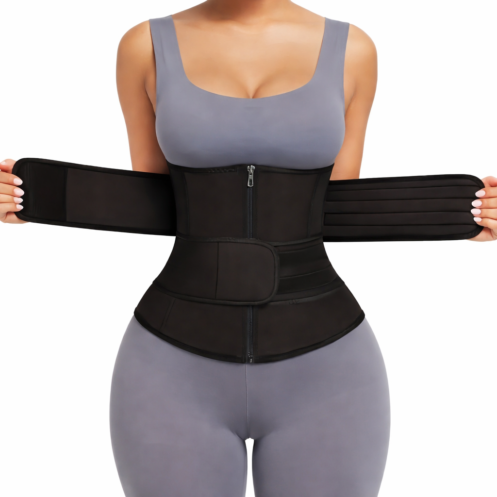 Cinta Modeladora Abdominal com Zíper e Velcro de Alta Compressão