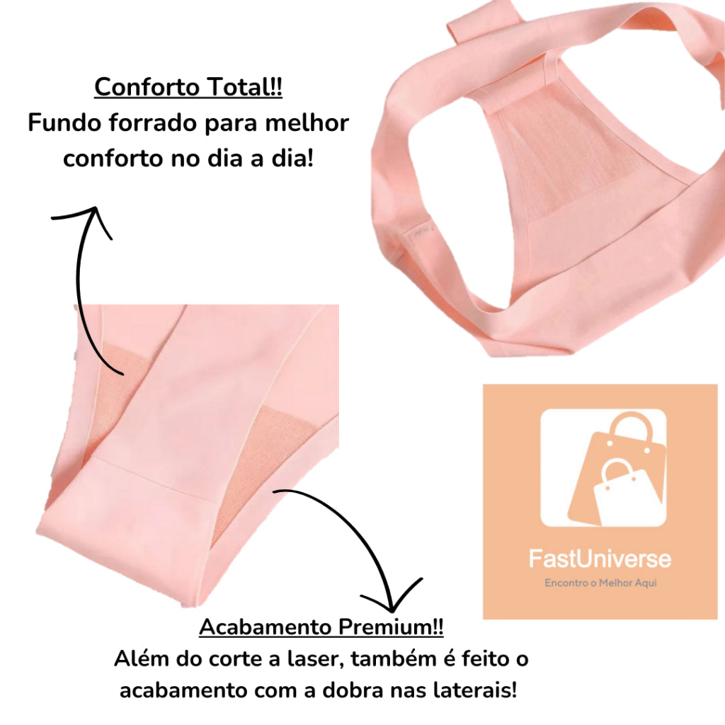 Kit 12 Calcinhas Fio Dental  Sem Costura Corte a Laser Acabamento Top