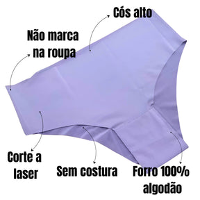 Kit 5 Calcinhas Femininas Cós Alto Sem Costura – Corte a Laser Conforto
