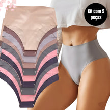 Kit 5 Calcinhas Femininas Cós Alto Sem Costura – Corte a Laser Conforto