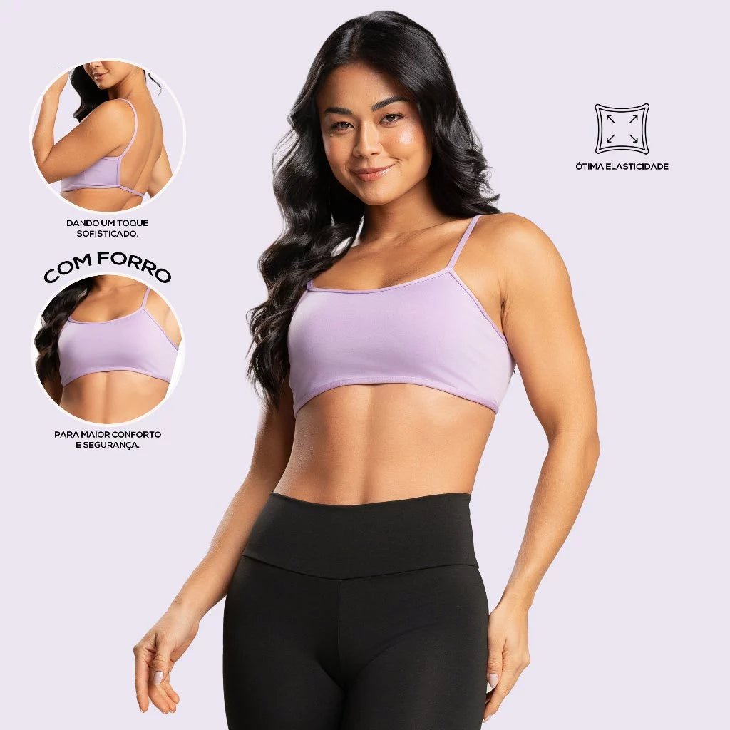 Kit 3 Top Cropped de Academia com Decote nas Costas - Alças Finas e Tecido Leve