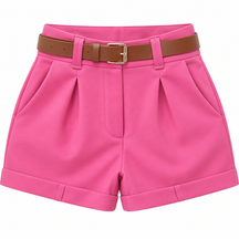 Short Feminino Alfaiataria Cintura Alta com Cinto