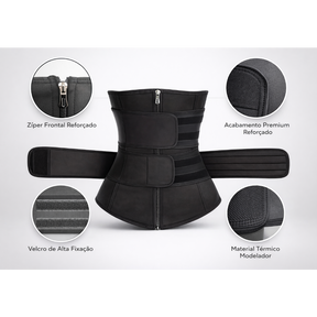 Cinta Modeladora Abdominal com Zíper e Velcro de Alta Compressão