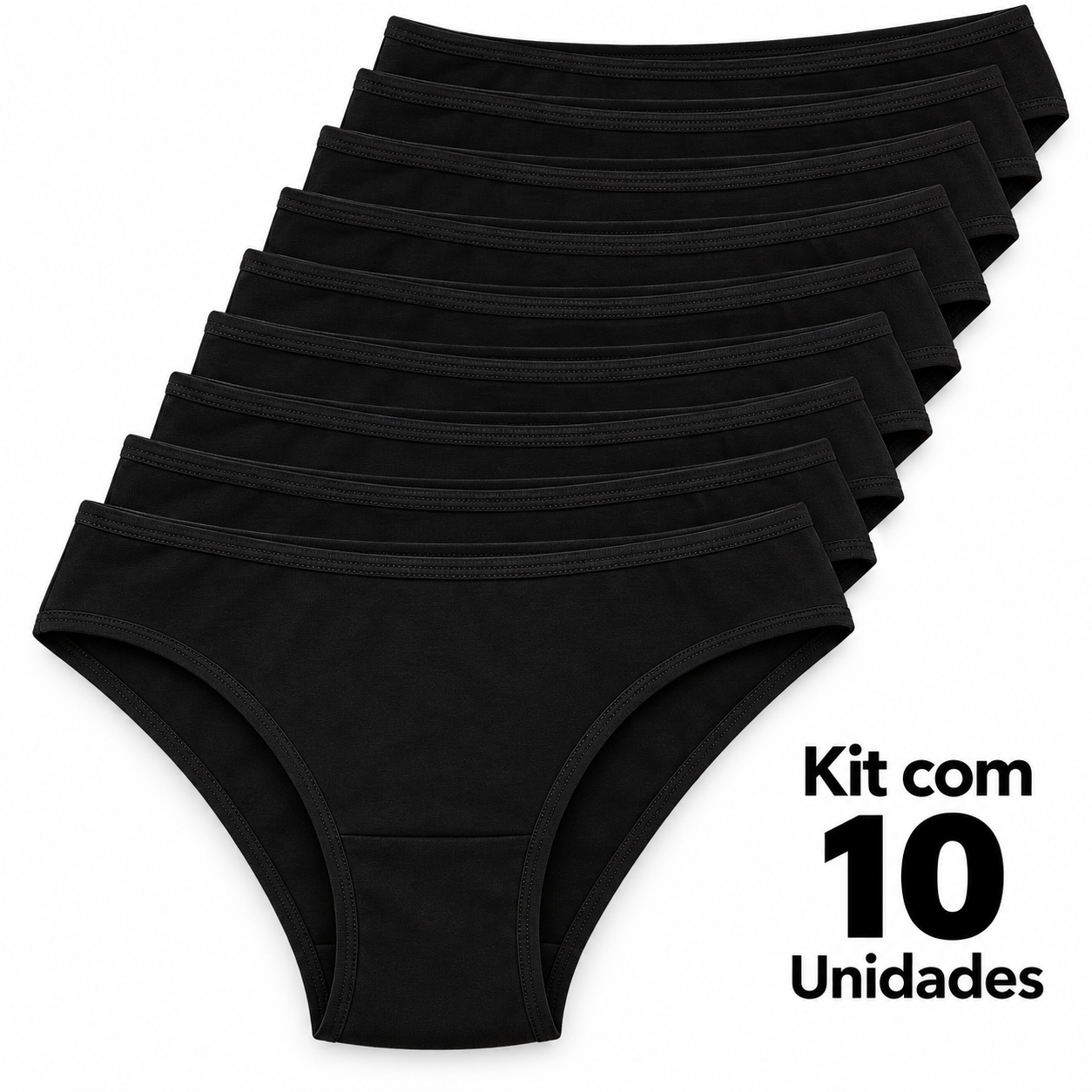 Kit 10 Calcinha Confort Algodão Tanga Básica Feminina