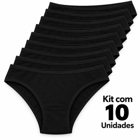 Kit 10 Calcinha Confort Algodão Tanga Básica Feminina