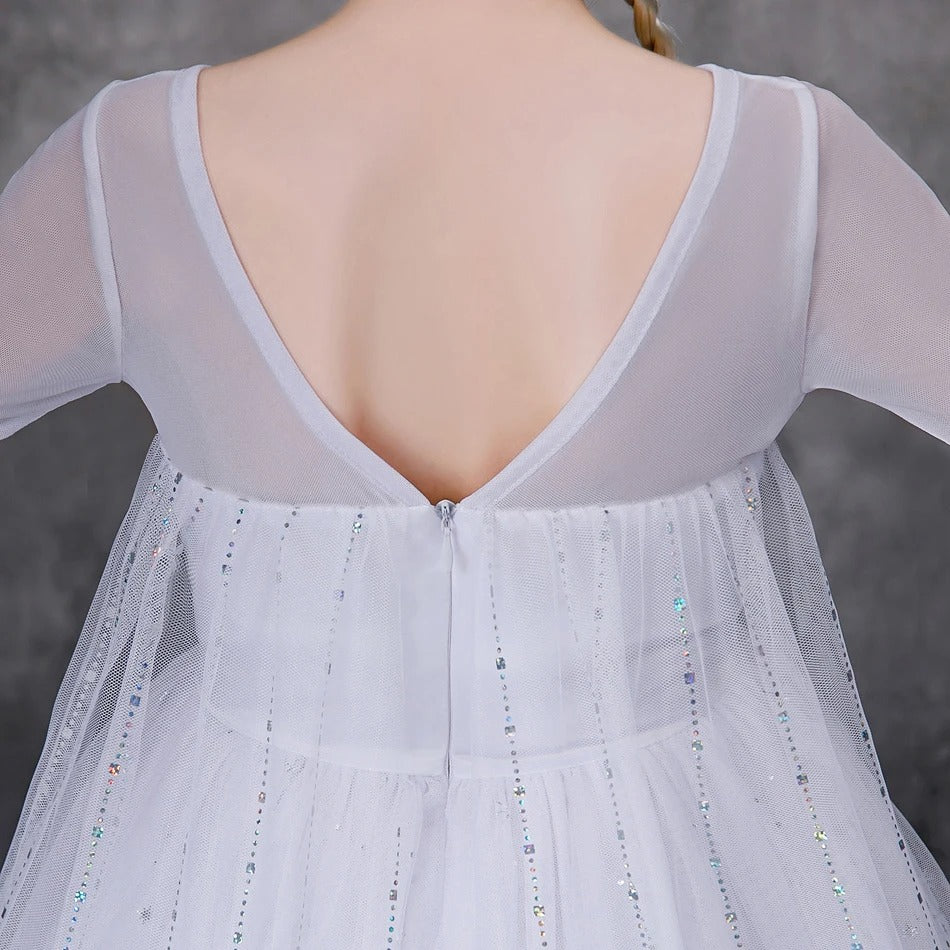 Fantasia Elsa Completa + Coroa + Varinha Mágica + Cabelo + Luva + Colar, Brinco, Anel e Pulseira