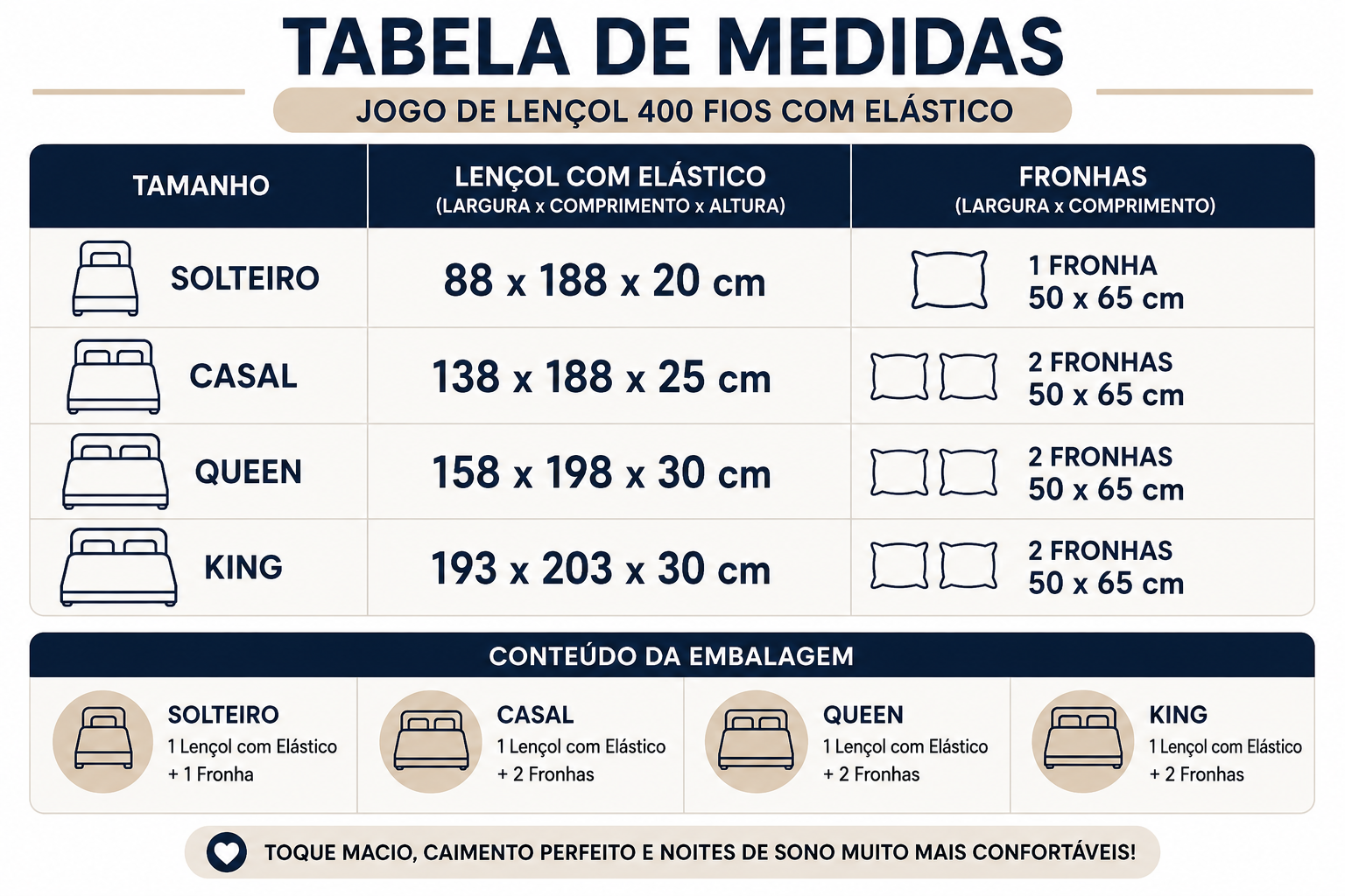 Jogo De Lençol 400 Fios Com Elástico Tecido Liso