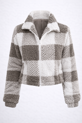 Jaqueta Feminina Teddy Xadrez Sherpa