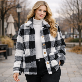 Jaqueta Sherpa Xadrez Feminina