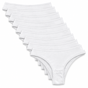 Kit 10 Calcinhas Tanga Em Algodão Lisas