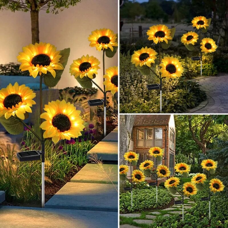 Luminária Solar para Jardim Áreas Externas Modelo Girassol