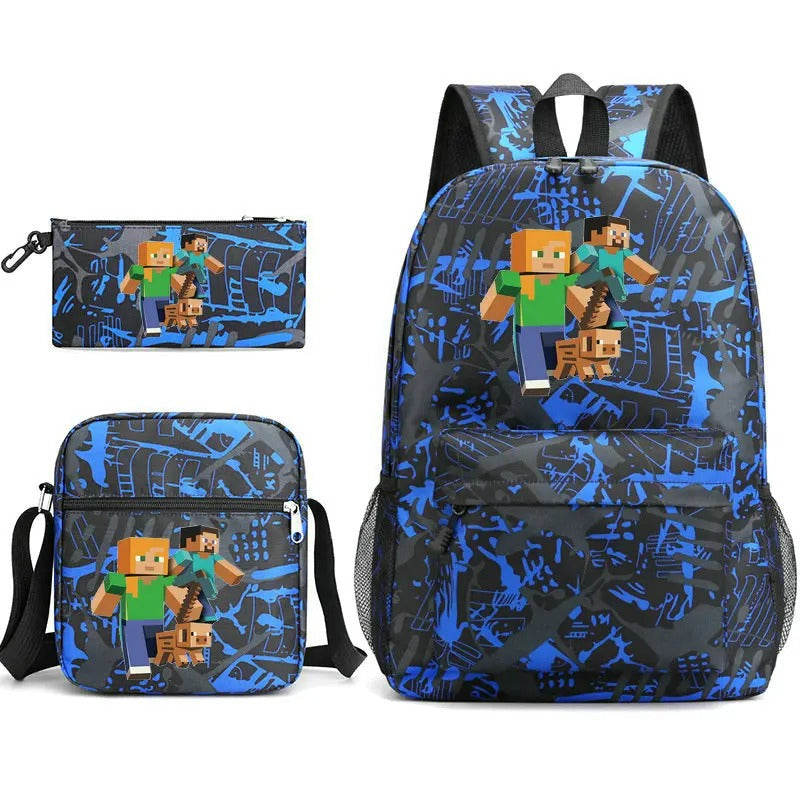 Kit Mochila Escolar e Estojo Minecraft