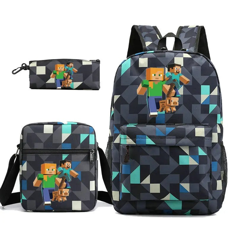 Kit Mochila Escolar e Estojo Minecraft