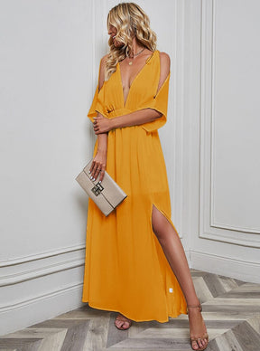 Vestido Clare Longo Decote V Vestido EP01 Amarelo P 