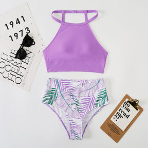 Biquíni Top Decote Alto e Tanga Hot Pant Roupa de Banho espaco shop Rosa M 