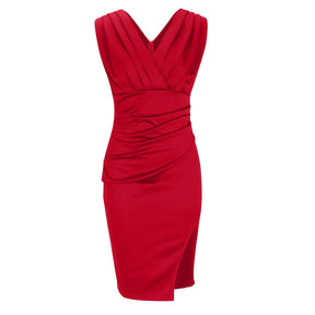Vestido Isa Justo Decote V e Fenda Vestido EP01 
