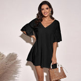 Vestido Curto Basic Chic Decote V Macacão EP01 Preto P 
