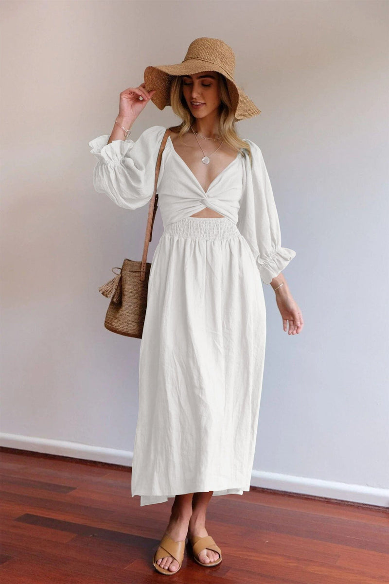 Vestido Longo Solto de Dois Lados Vestido EP01 Branco P 