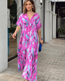 Vestido Lola Estampado Longo e Solto Vestido EP01 Rosa P 