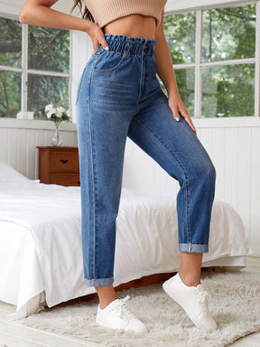 Calça Mom Jeans com Elástico [AF] Calça Jeans ESPACO SHOP 