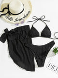 Conjunto Biquíni Malibu Triângulo com Saia Biquini espaco shop Preto P 