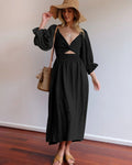 Vestido Longo Solto de Dois Lados Vestido EP01 Preto P 