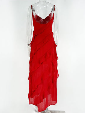Vestido Maxi Elegante Babados Vestido EP01 