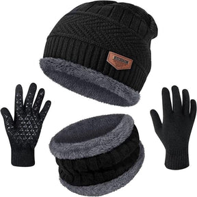 KIT Conjunto Touca Gorro Térmico com Cachecol + Luvas Espaço Shop Preto 