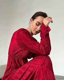 Vestido Longo Cetim Acinturado Vestido EP01 Vermelho P 