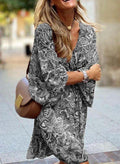Vestido Chloe Boho Mangas Sino Vestidos EP01 Cinza P 