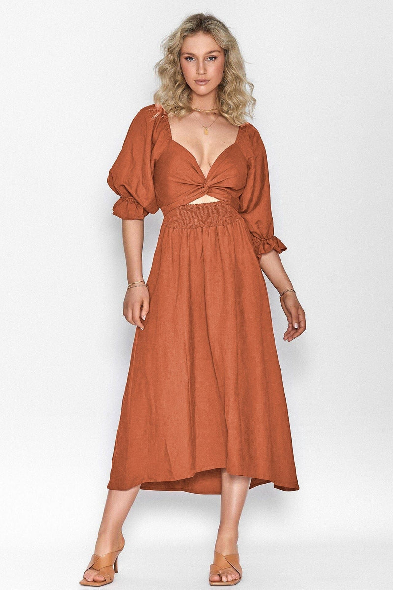 Vestido Longo Solto de Dois Lados Vestido EP01 Laranja P 