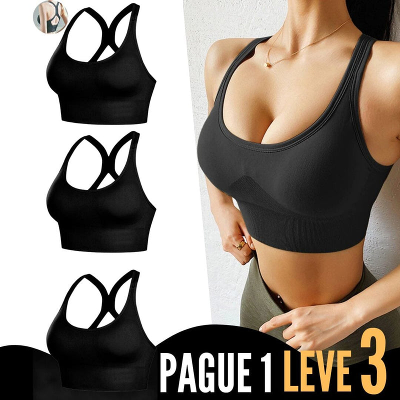 Sutiã Max Confort Sustentação | Super Oferta Pague 1 E Leve 3 Espaço Shop Preto P(65-77cm) 