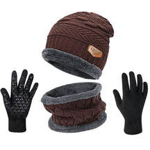 KIT Conjunto Touca Gorro Térmico com Cachecol + Luvas Espaço Shop Marrom 